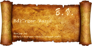 Bürger Vazul névjegykártya